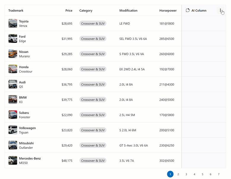DevExtreme DataGrid AI Column prompt editing
