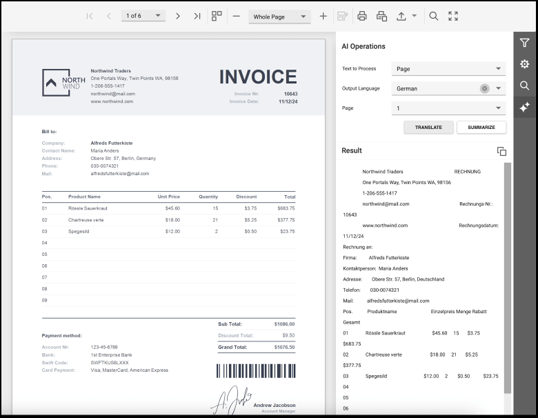 AI-powered Summarize and Translate Features - Web Report Viewer, DevExpress