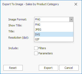 Dashboard - Export to SVG