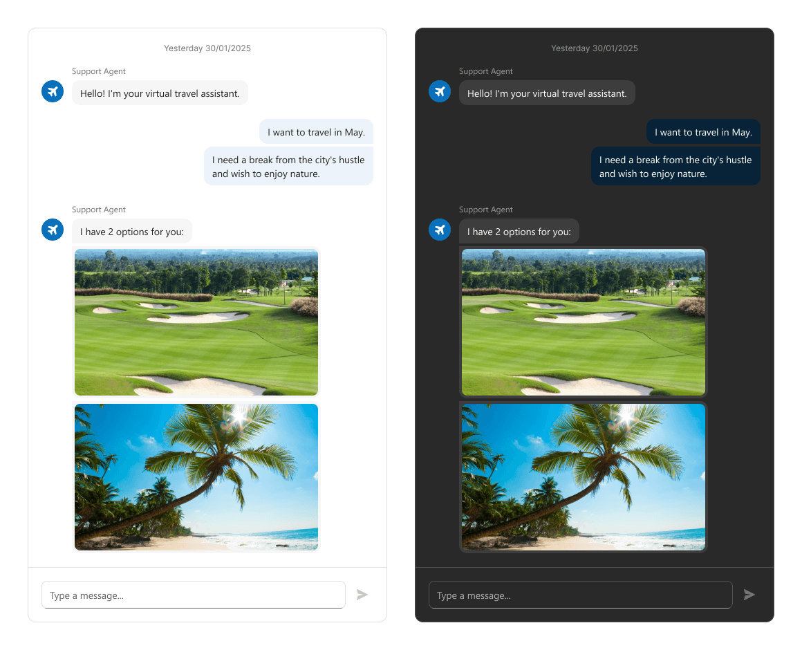 DevExtreme Chat component displaying images