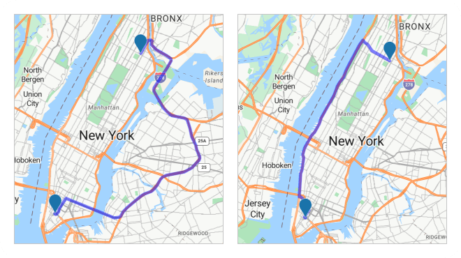 DevExtreme Map with different routes