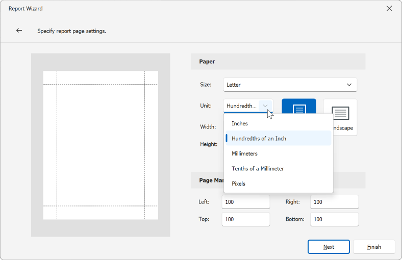 Report Designer - New Measurement Units Wizard