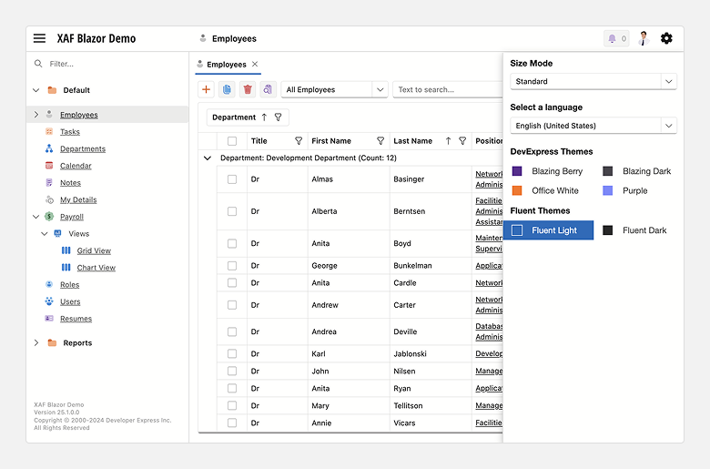 Fluent UI Theme and Icons - XAF for Blazor, DevExpress